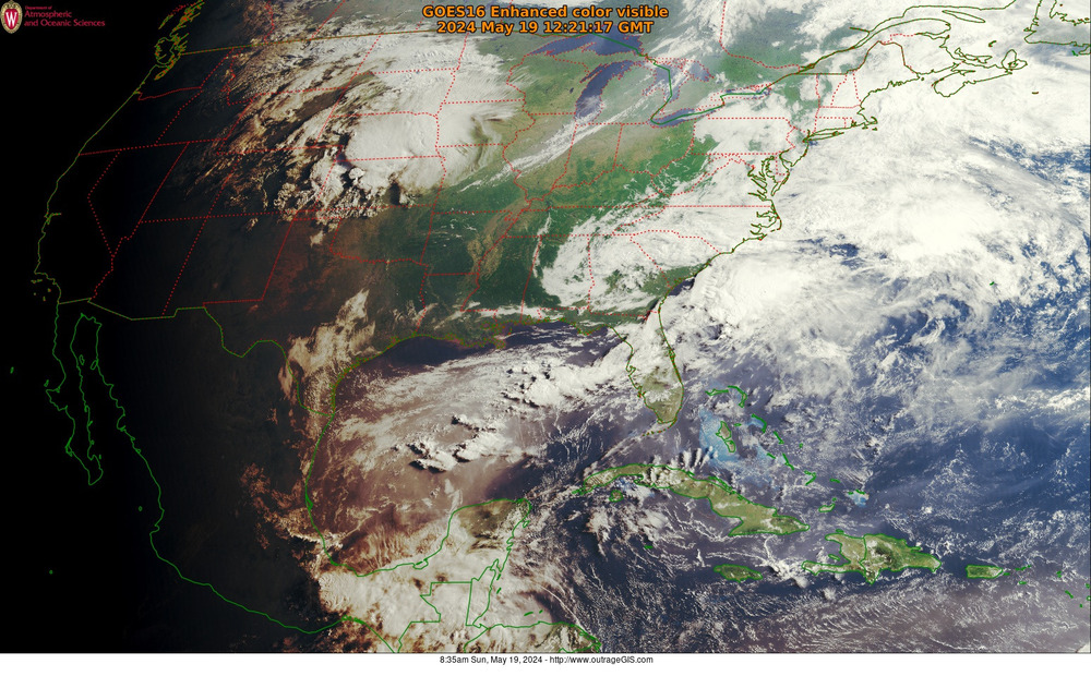 Current satellite image from the GOES-16 platform.