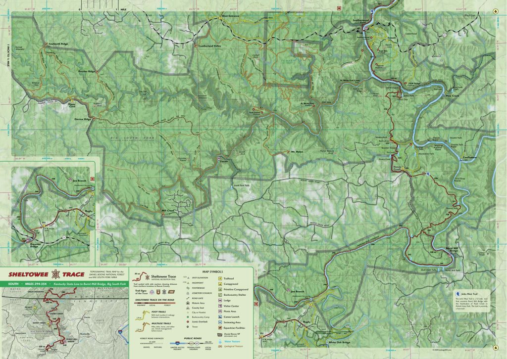 Sheltowee Trace South Trail Map (includes Big South Fork)