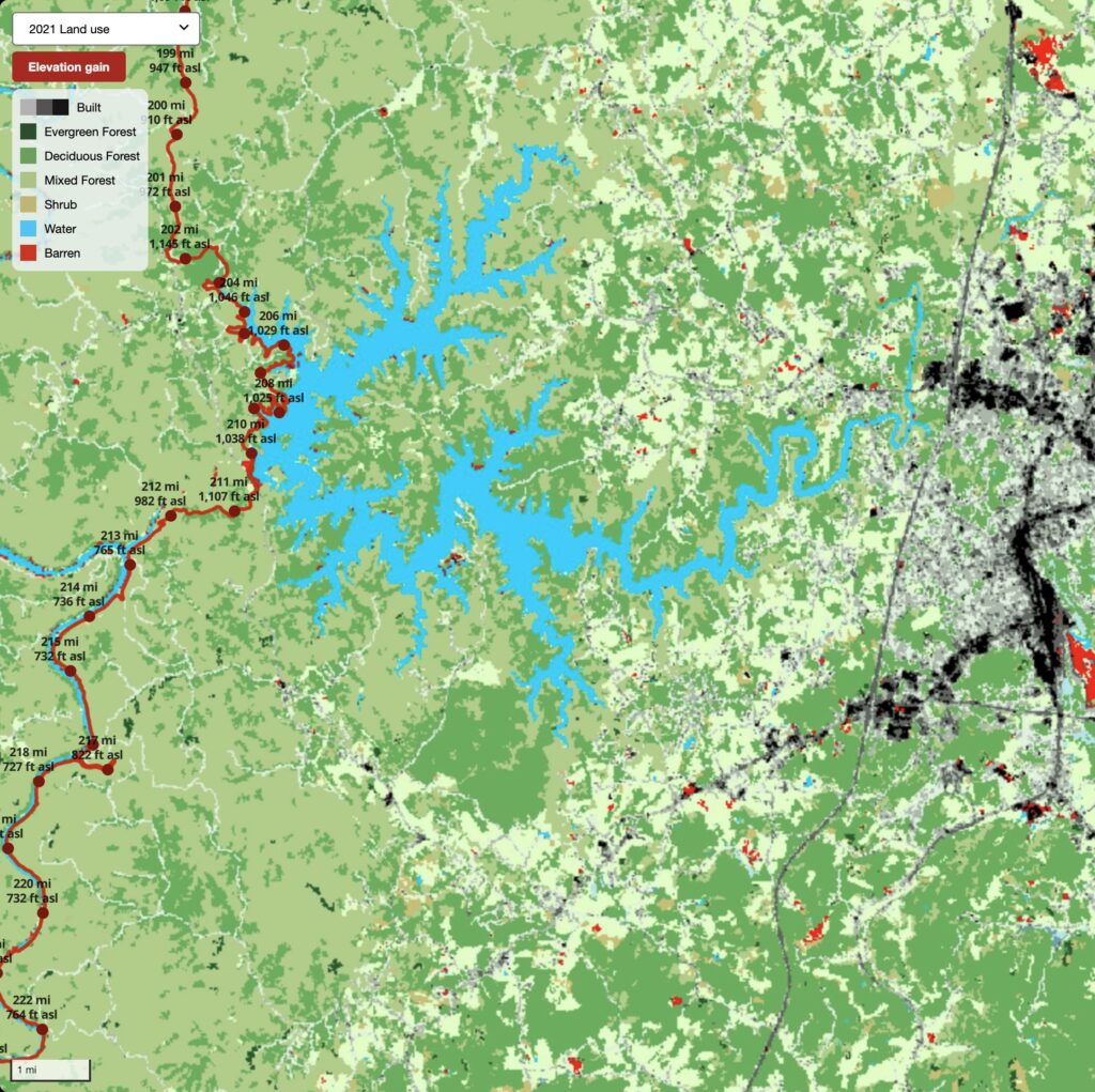 Screenshot of land cover map at SheltoweeTrace.com